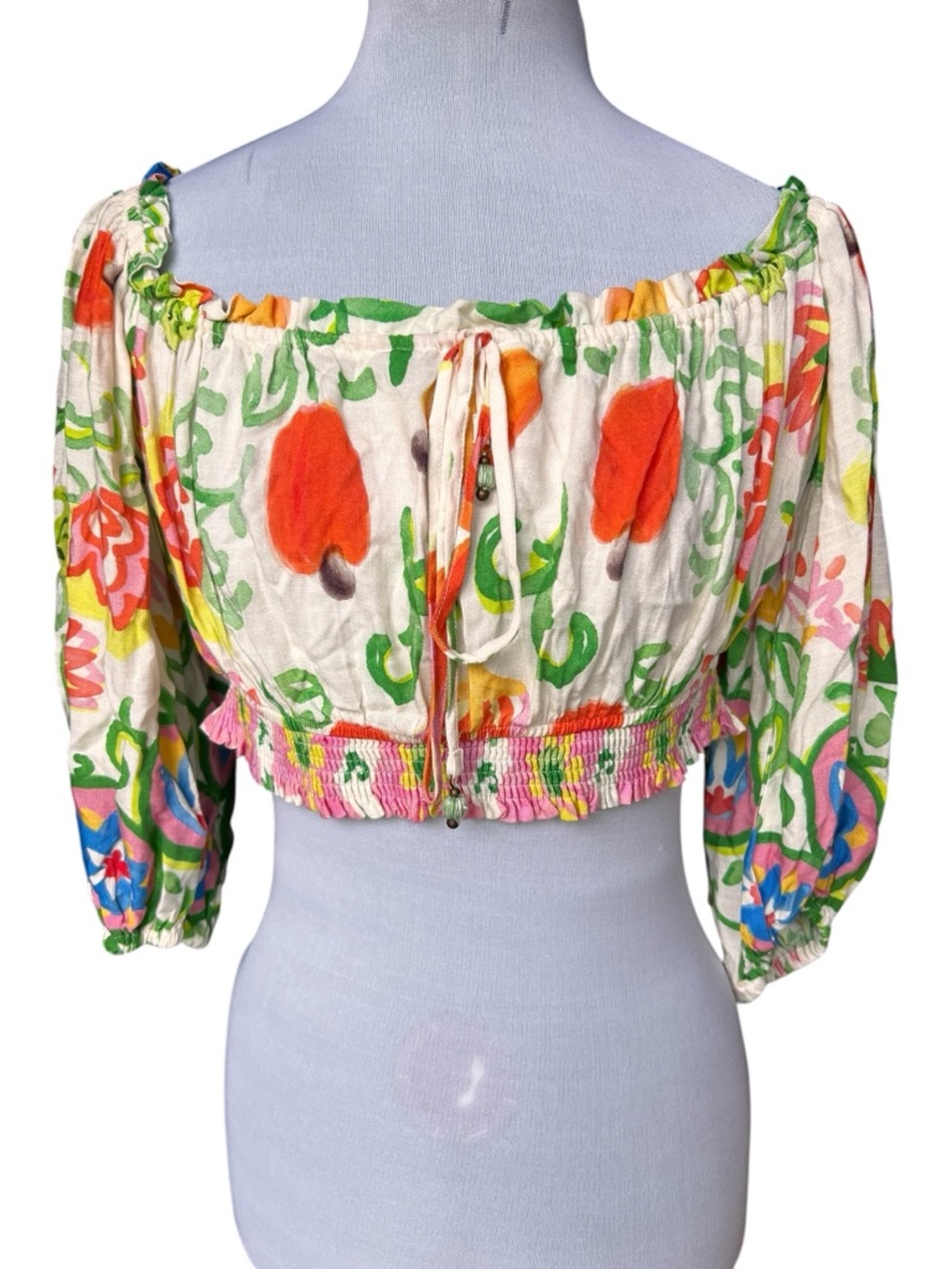 Farm Rio Off The Shoulder Tropical Floral Crop Top Size L - Picture 4 of 13